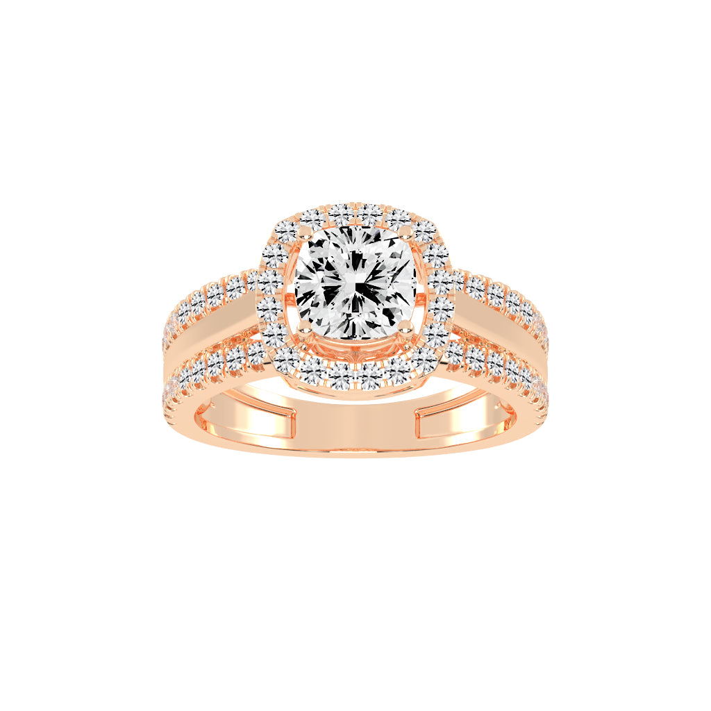 Halysia Cushion Cut Halo Lab Diamond Ring