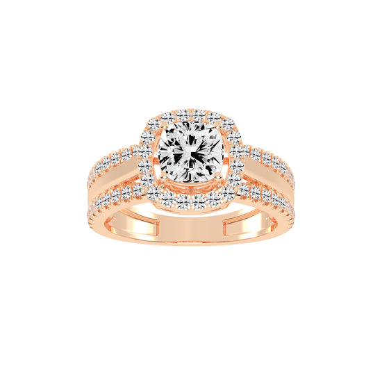 Halysia Cushion Cut Halo Lab Diamond Ring