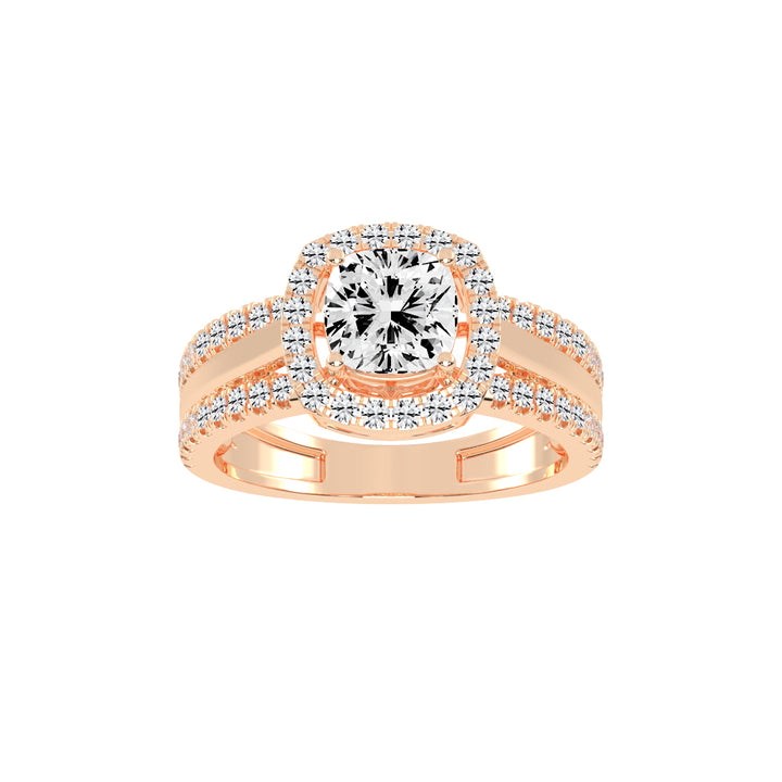 Halysia Cushion Cut Halo Lab Diamond Ring