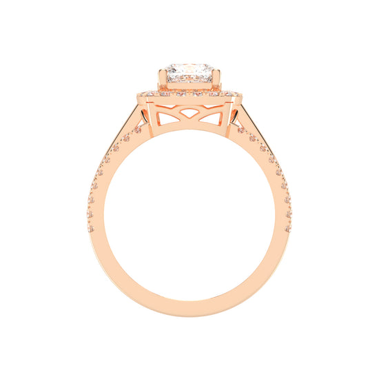 Halysia Cushion Cut Halo Lab Diamond Ring
