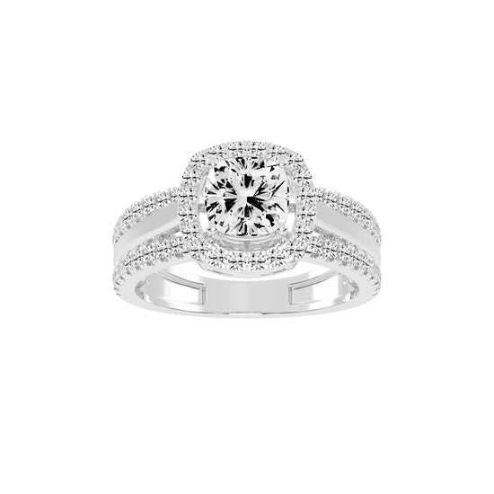 Halysia Cushion Cut Halo Lab Diamond Ring