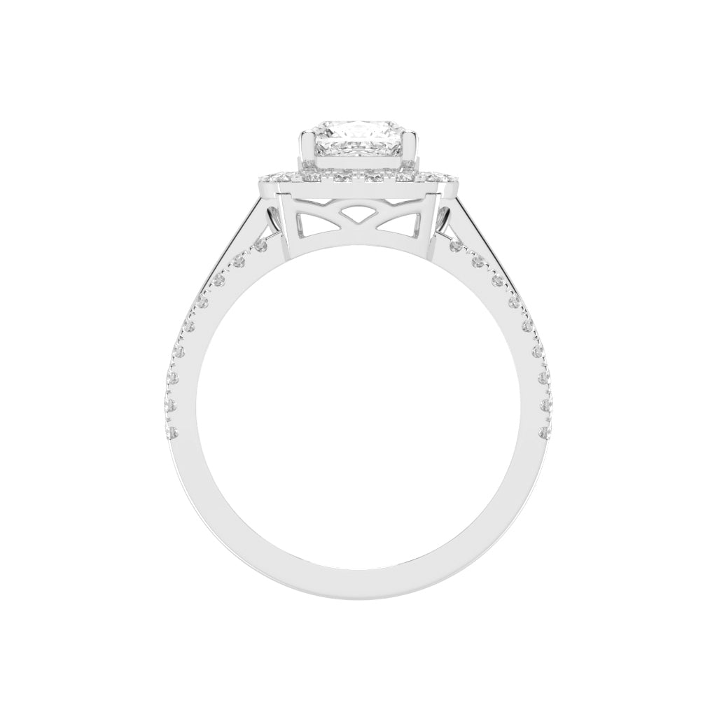 Halysia Cushion Cut Halo Lab Diamond Ring