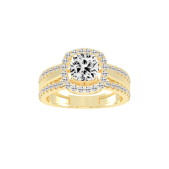 Halysia Cushion Cut Halo Lab Diamond Ring