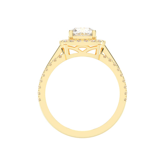 Halysia Cushion Cut Halo Lab Diamond Ring