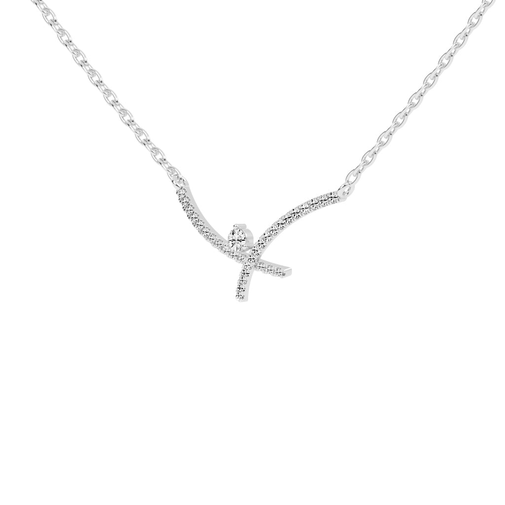 Cleo X-Shape Round Cut Delicate Lab Diamond Pendant