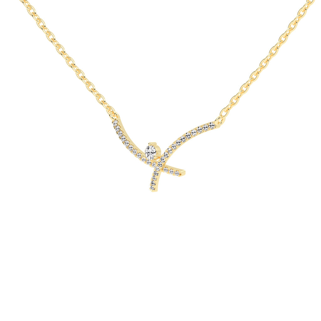 Cleo X-Shape Round Cut Delicate Lab Diamond Pendant