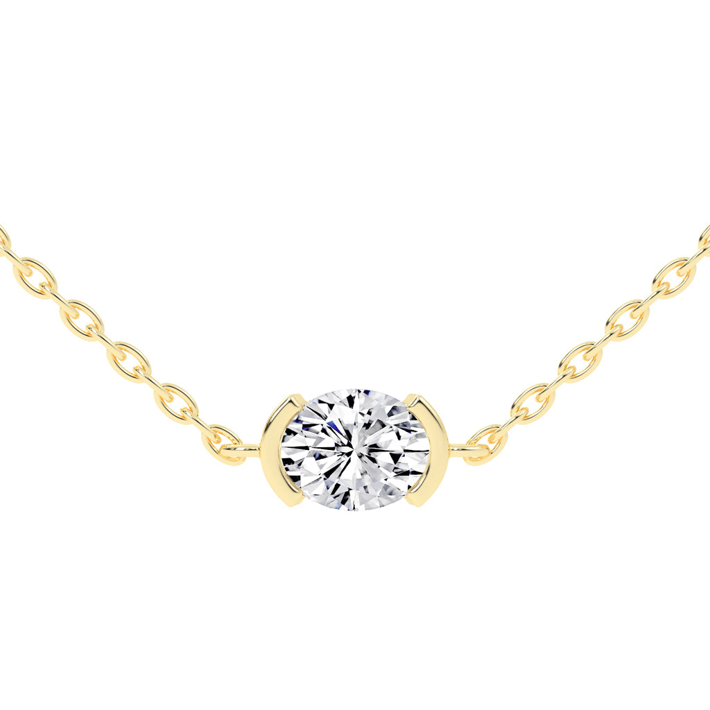 2Ct Oval Shape,Gold,Solitaire Pendants