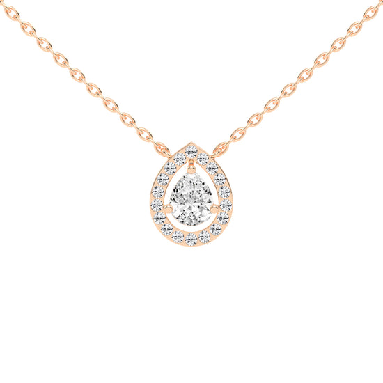 Xylia Pear Cut Halo Lab Diamond Pendant