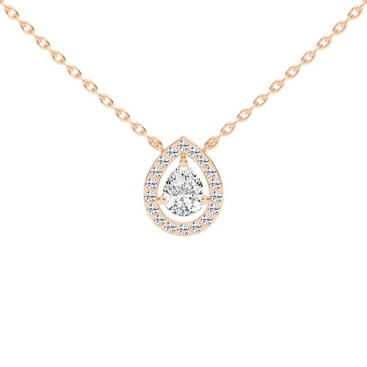 Xylia Pear Cut Halo Lab Diamond Pendant