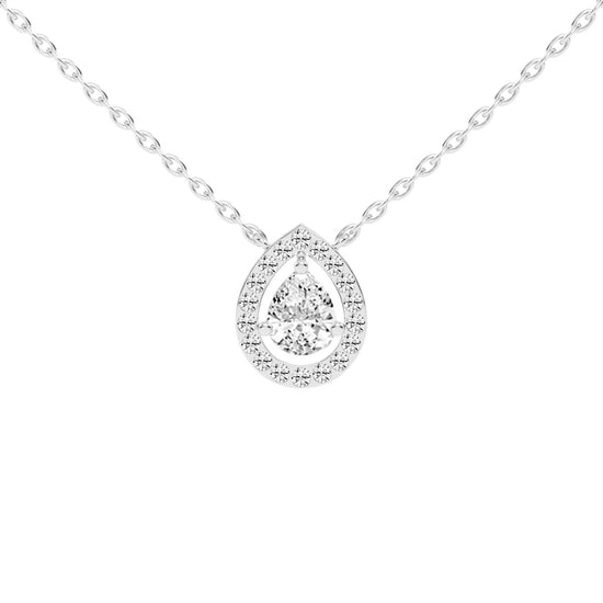 Xylia Pear Cut Halo Lab Diamond Pendant