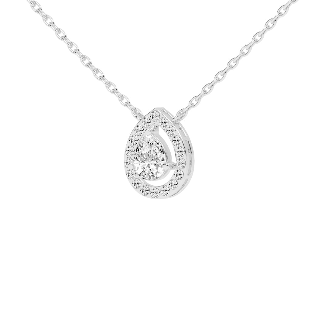 Xylia Pear Cut Halo Lab Diamond Pendant