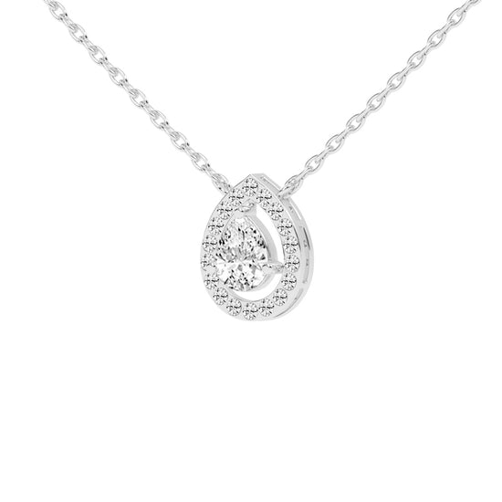 Xylia Pear Cut Halo Lab Diamond Pendant