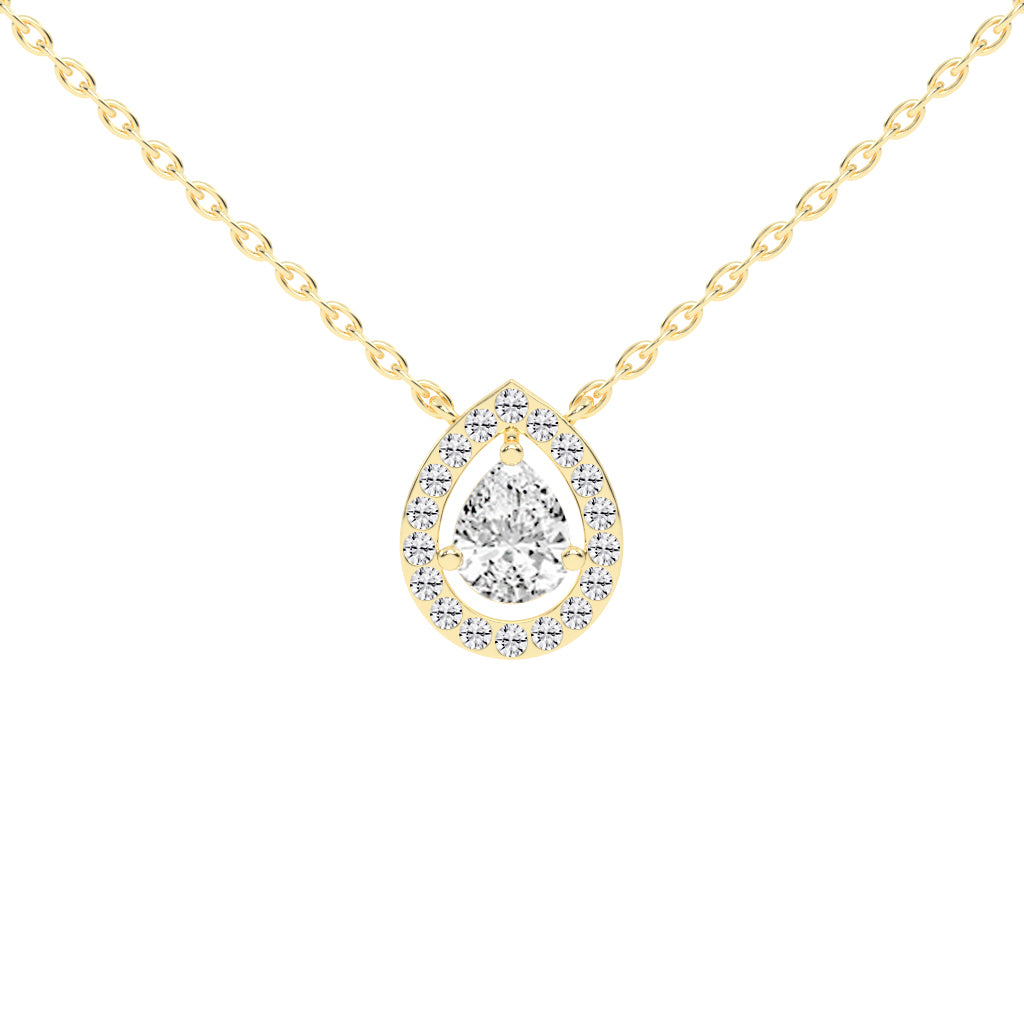 Xylia Pear Cut Halo Lab Diamond Pendant