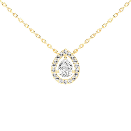 Xylia Pear Cut Halo Lab Diamond Pendant