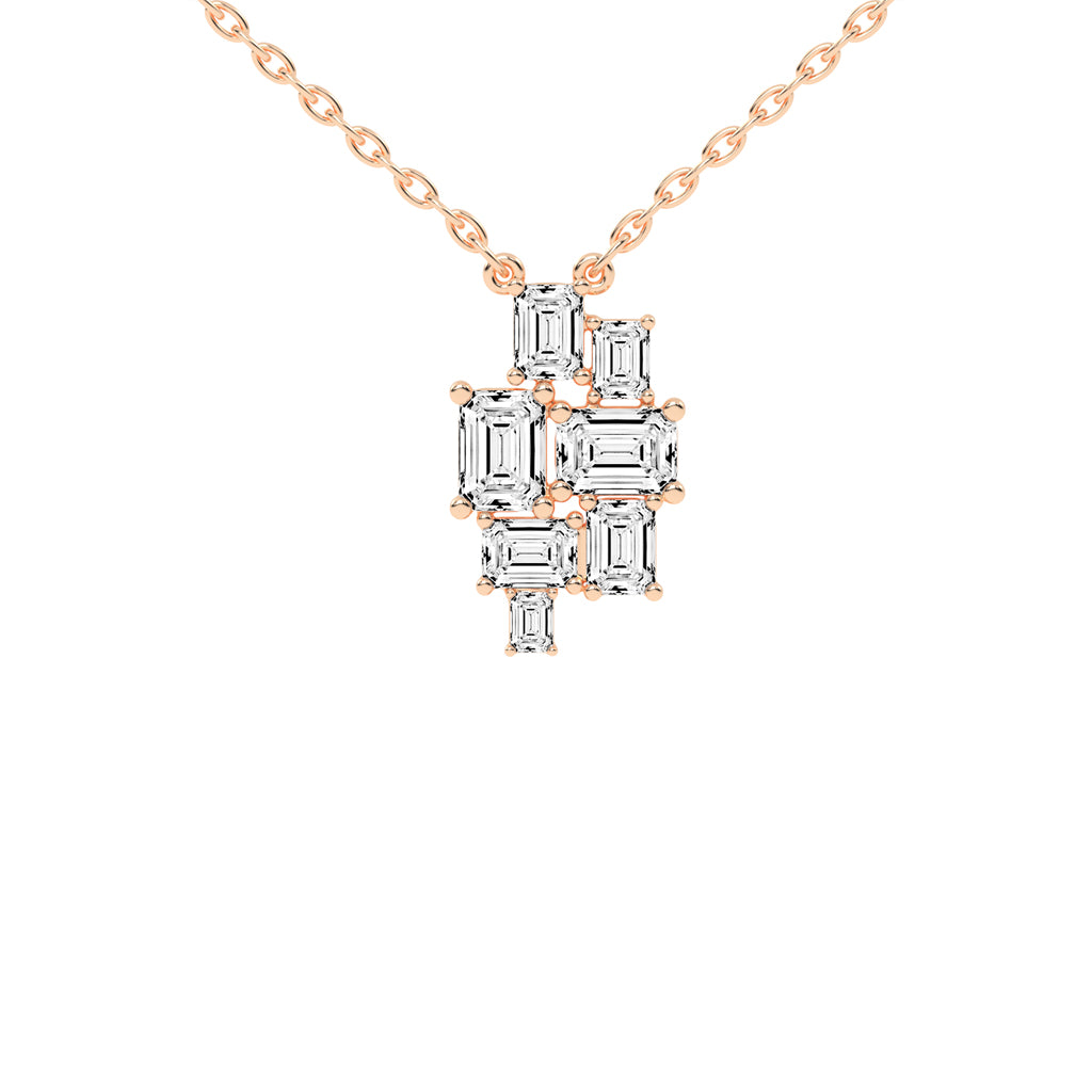 Xena 3.75Ct Baguette Emerald Cut Fancy Lab Diamond Pendant