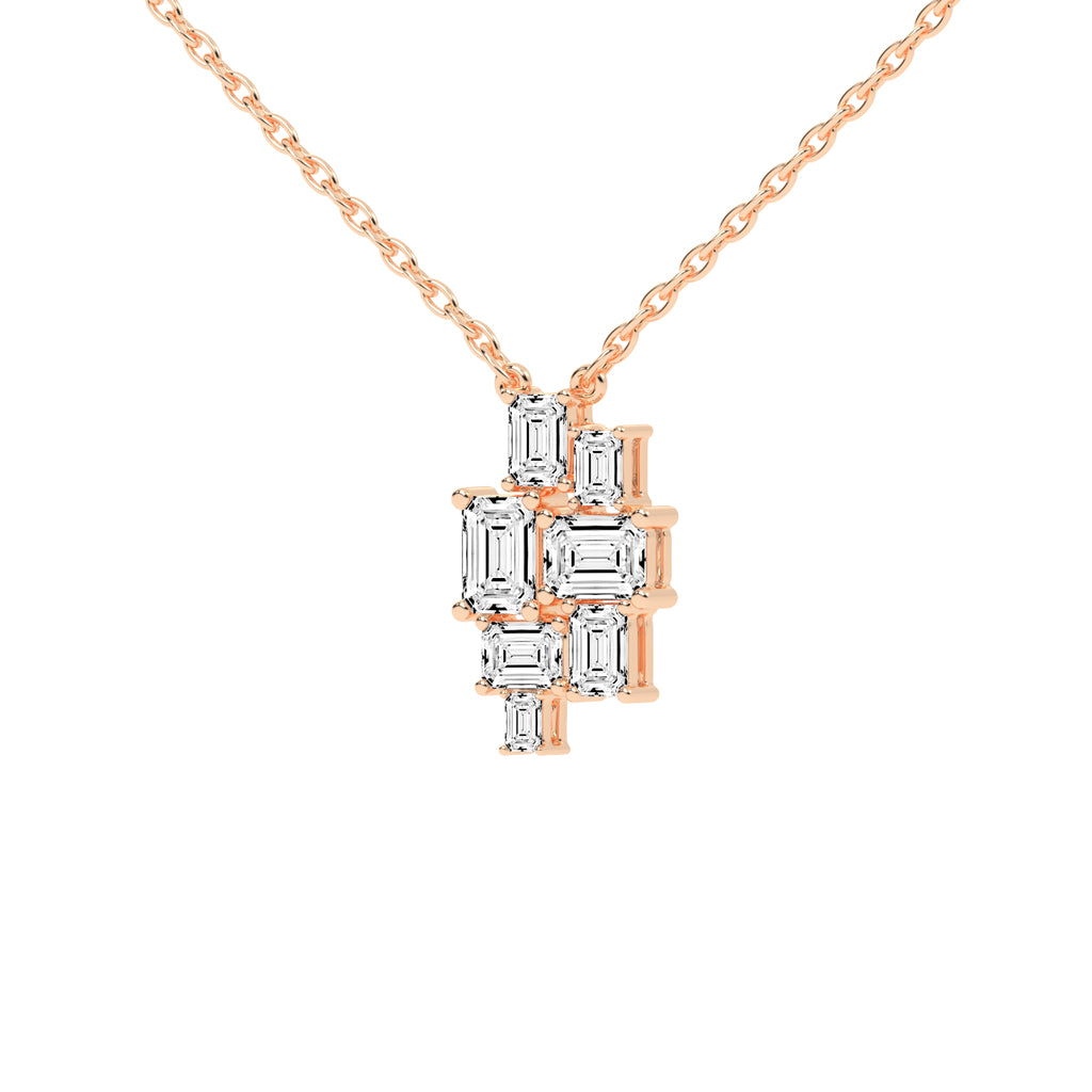 Xena 3.75Ct Baguette Emerald Cut Fancy Lab Diamond Pendant