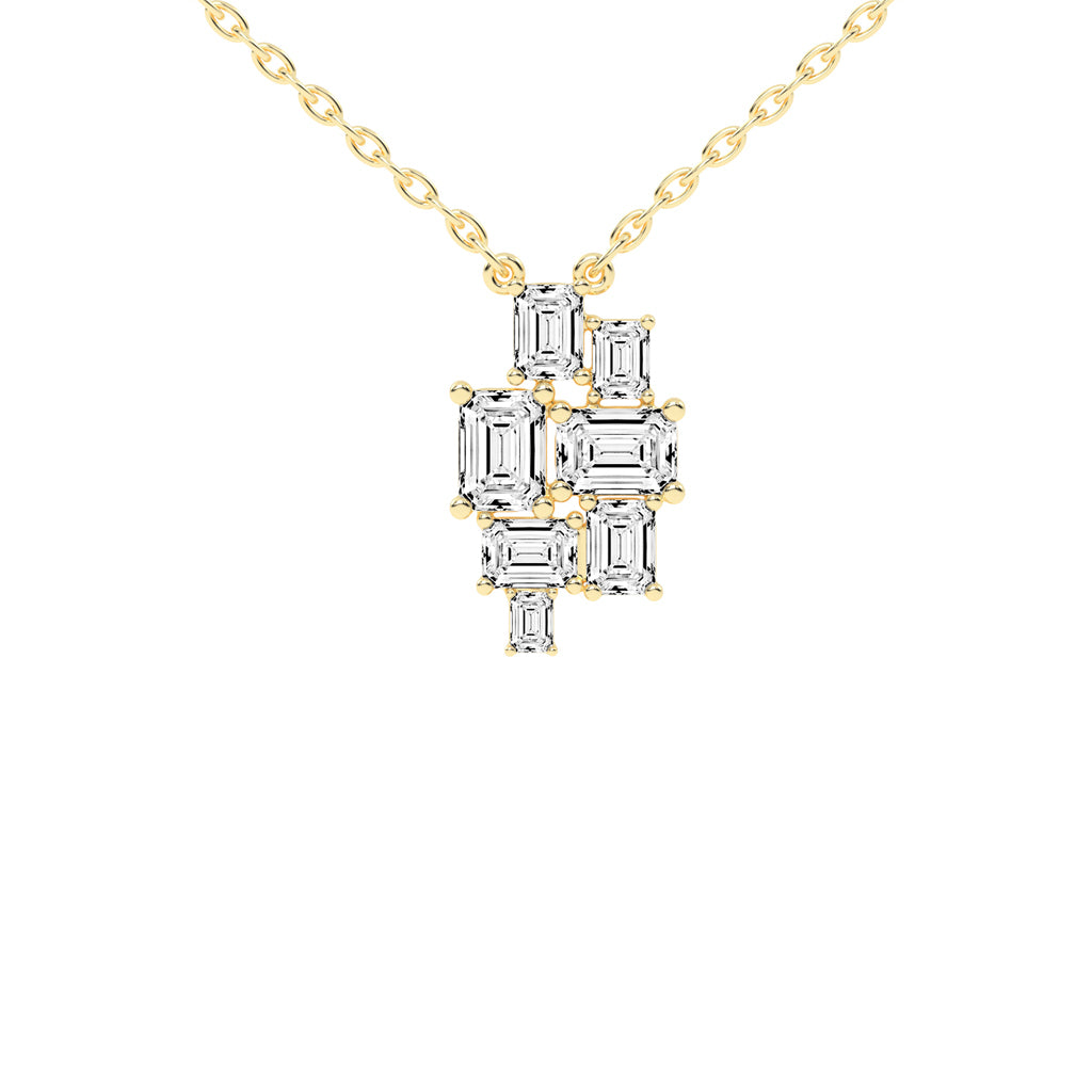 Xena 3.75Ct Baguette Emerald Cut Fancy Lab Diamond Pendant