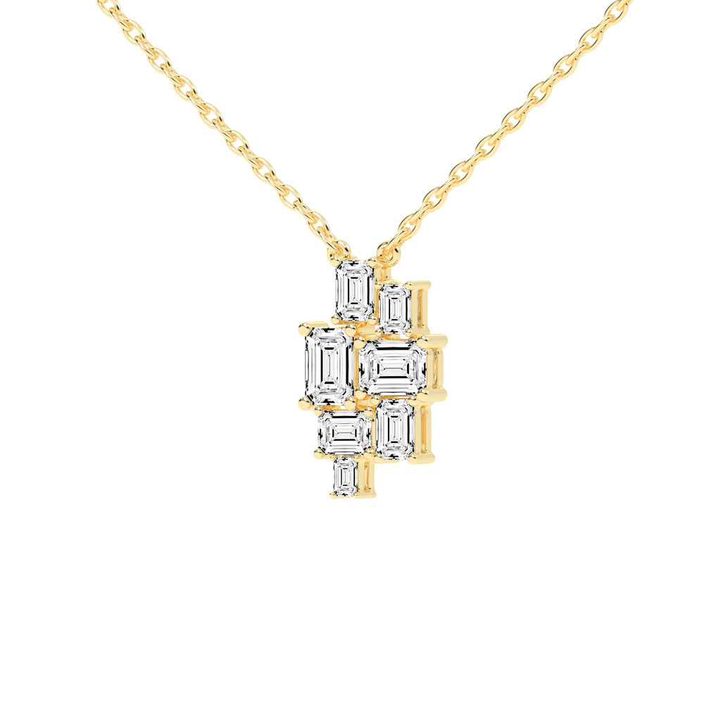 Xena 3.75Ct Baguette Emerald Cut Fancy Lab Diamond Pendant