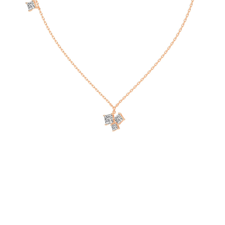 Meaira 3Ct Three Stone Princess Cut Fancy Lab Diamond Pendant