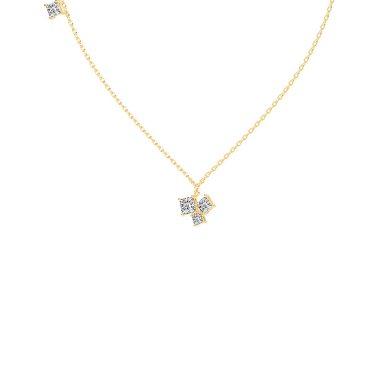 Meaira 3Ct Three Stone Princess Cut Fancy Lab Diamond Pendant