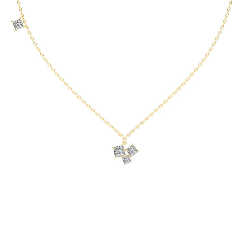 Meaira 3Ct Three Stone Princess Cut Fancy Lab Diamond Pendant