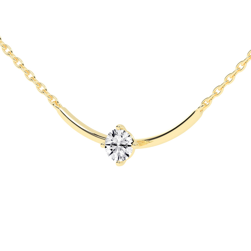 1Ct Round Shape Yellow Gold Solitaire Pendants