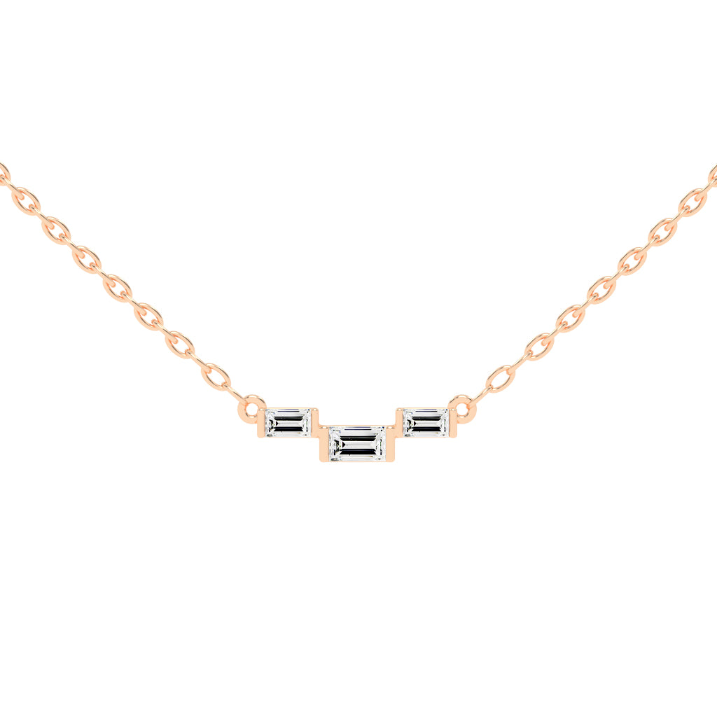 Halia Three Stone Emerald Cut Fancy Lab Diamond Pendant
