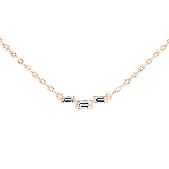 Halia Three Stone Emerald Cut Fancy Lab Diamond Pendant
