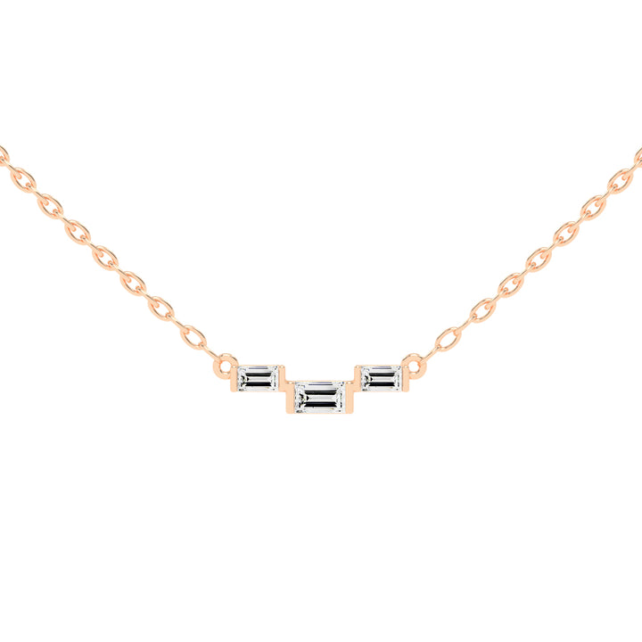 Halia Three Stone Emerald Cut Fancy Lab Diamond Pendant