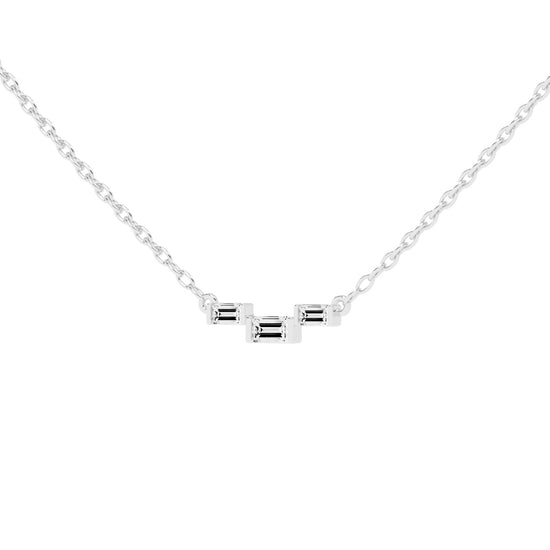 Halia Three Stone Emerald Cut Fancy Lab Diamond Pendant