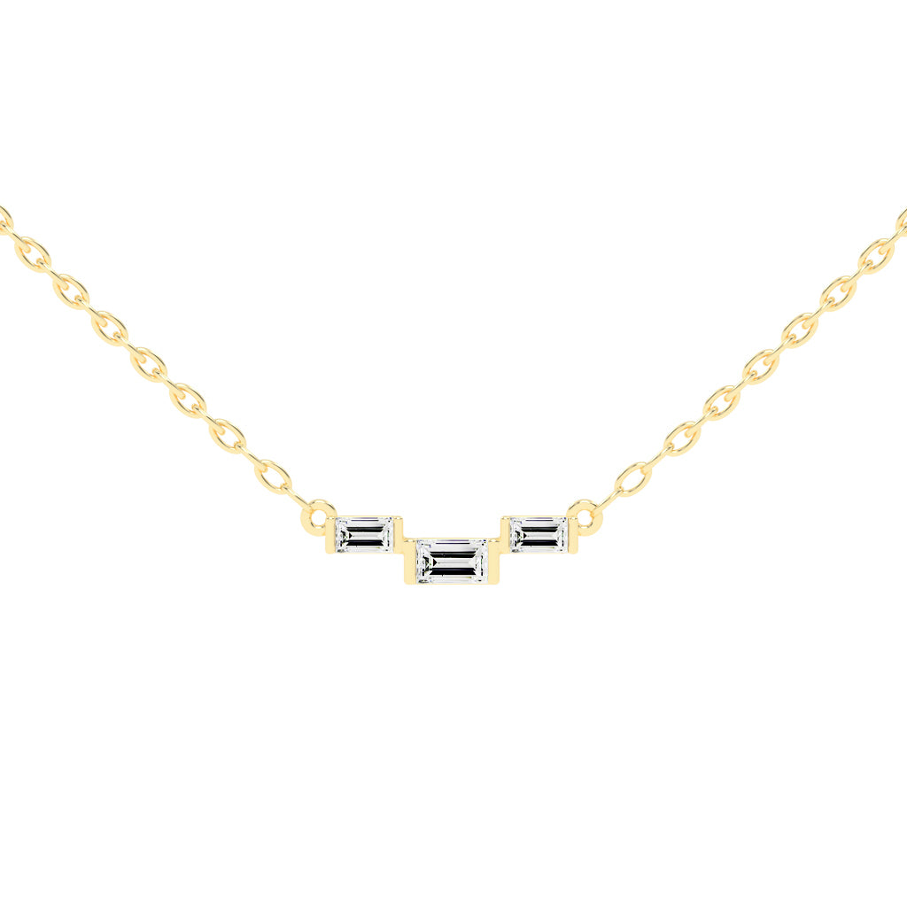 Halia Three Stone Emerald Cut Fancy Lab Diamond Pendant