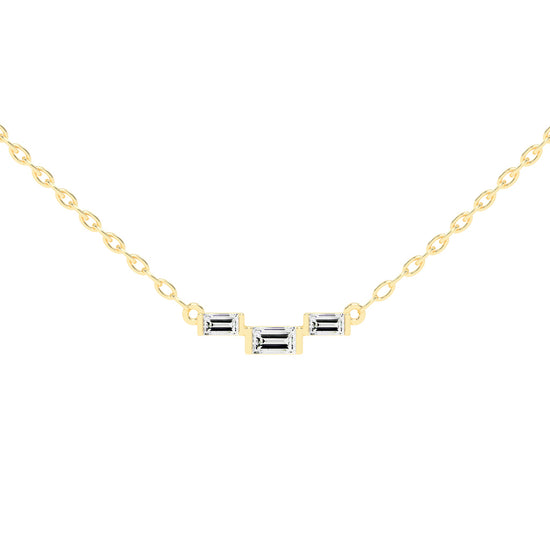 Halia Three Stone Emerald Cut Fancy Lab Diamond Pendant