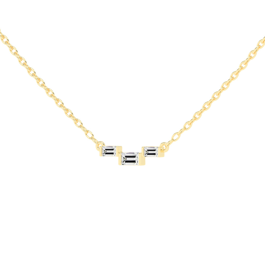Halia Three Stone Emerald Cut Fancy Lab Diamond Pendant