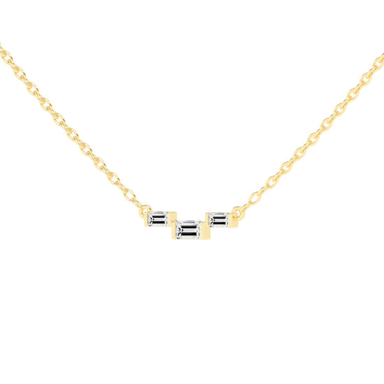 Halia Three Stone Emerald Cut Fancy Lab Diamond Pendant