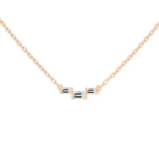 Halia Three Stone Emerald Cut Fancy Lab Diamond Pendant