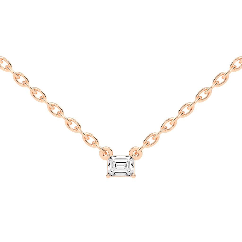 Golden Embrace Emerald Shape,Rose Gold,Solitaire Pendants