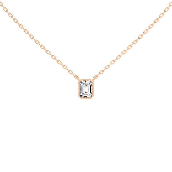 1.5Ct Emerald Shape, Gold, Solitaire Pendants