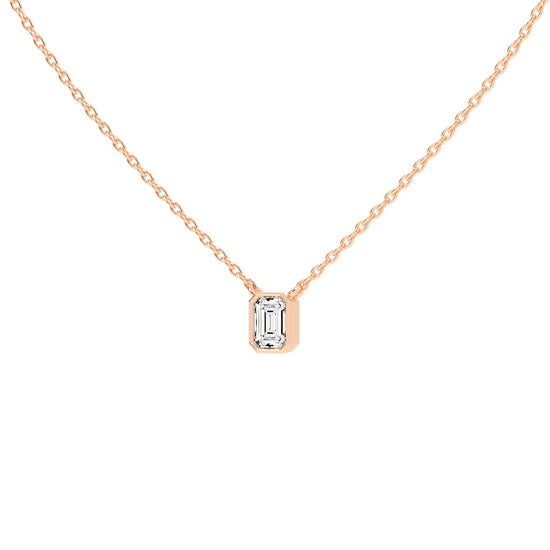 1.5Ct Emerald Shape, Gold, Solitaire Pendants