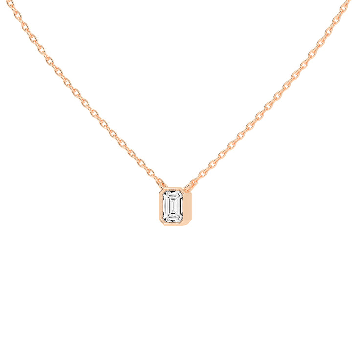 1.5Ct Emerald Shape, Gold, Solitaire Pendants