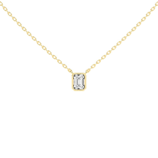 1.5Ct Emerald Shape, Gold, Solitaire Pendants