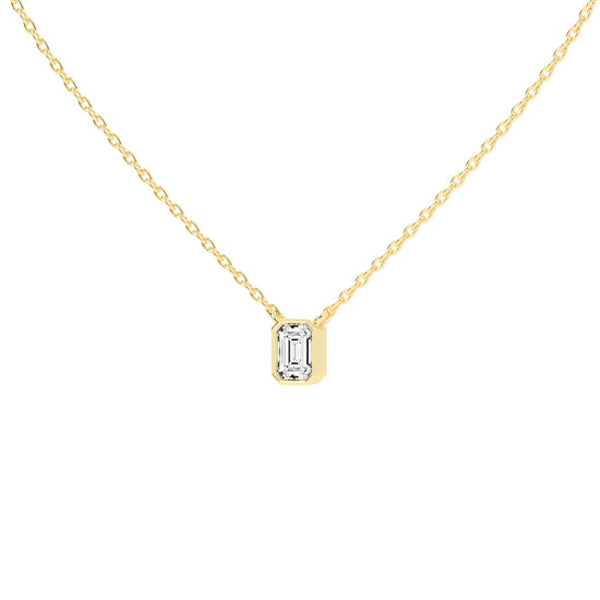 1.5Ct Emerald Shape, Gold, Solitaire Pendants