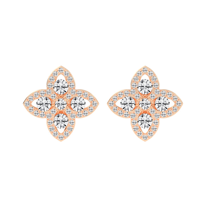 1Ct Round Shape, Rose Gold, Fancy Studs Earrings