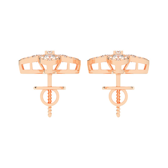 1Ct Round Shape, Rose Gold, Fancy Studs Earrings