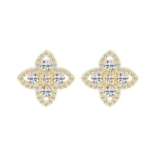 1Ct Round Shape, Rose Gold, Fancy Studs Earrings
