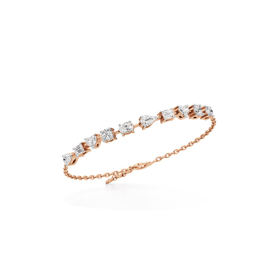2.5Ct Round Shape Gold Chain Bracelets