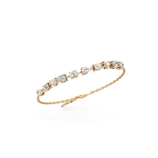 2.5Ct Round Shape Gold Chain Bracelets