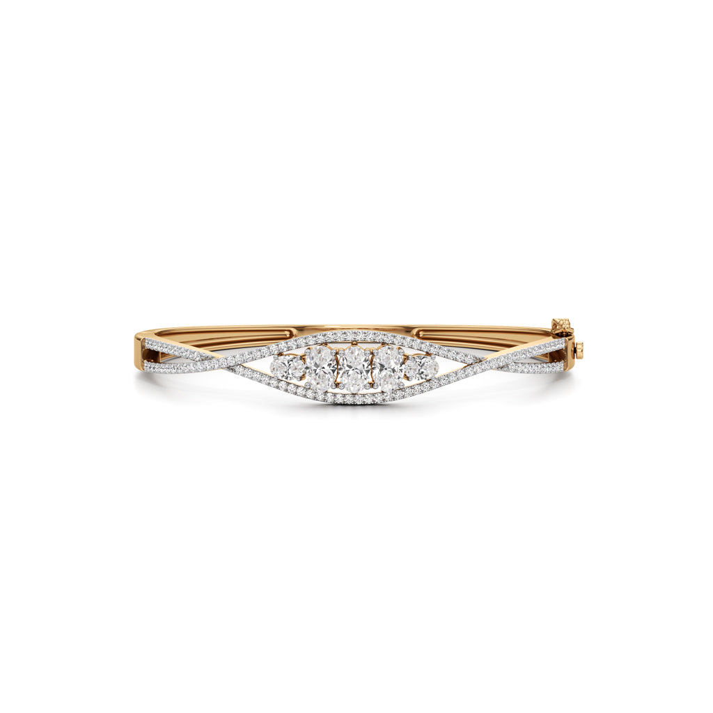 Nessa 2.25Ct Criss-Cross Oval Cut Kada Bracelet