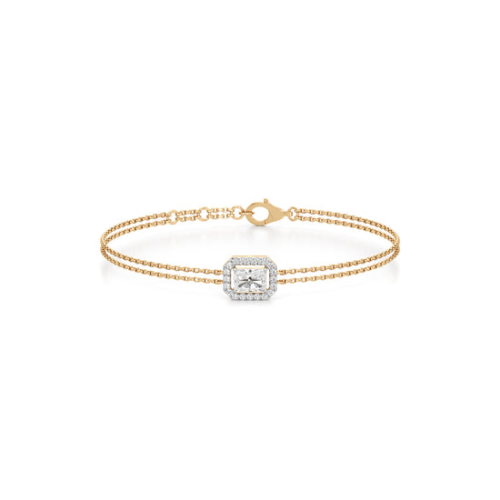 Emerald Cut Lab Grown Diamond Chain Bracelet