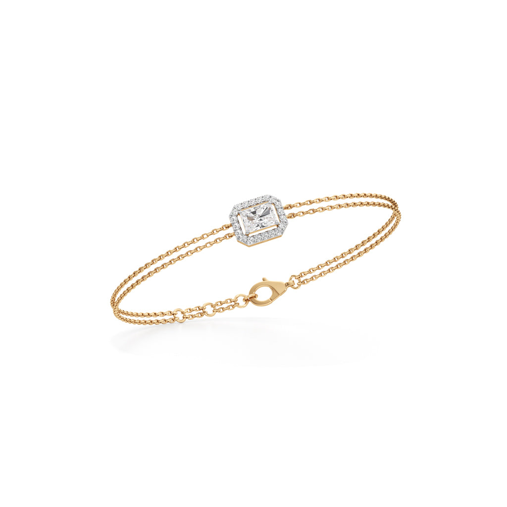 Emerald Cut Lab Grown Diamond Chain Bracelet