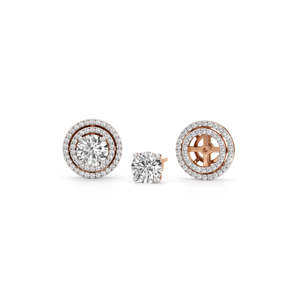 2.50Ct Round Shape Halo Studs